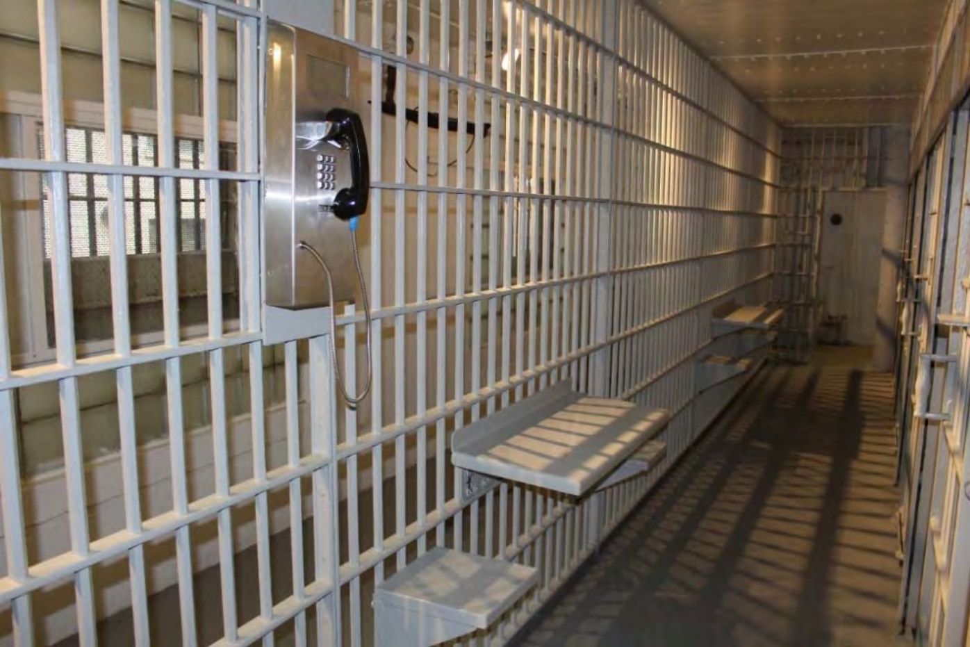 Exercise corridor in front of the cells in A Block, facing south.