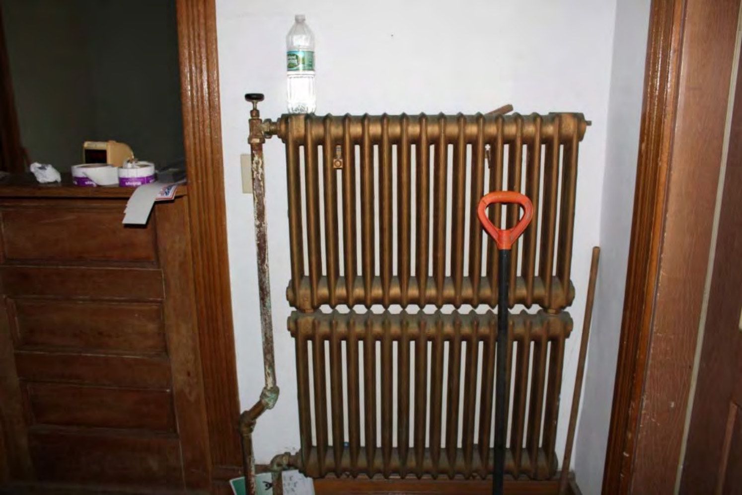 An original radiator in the Sheriff’s Offices.