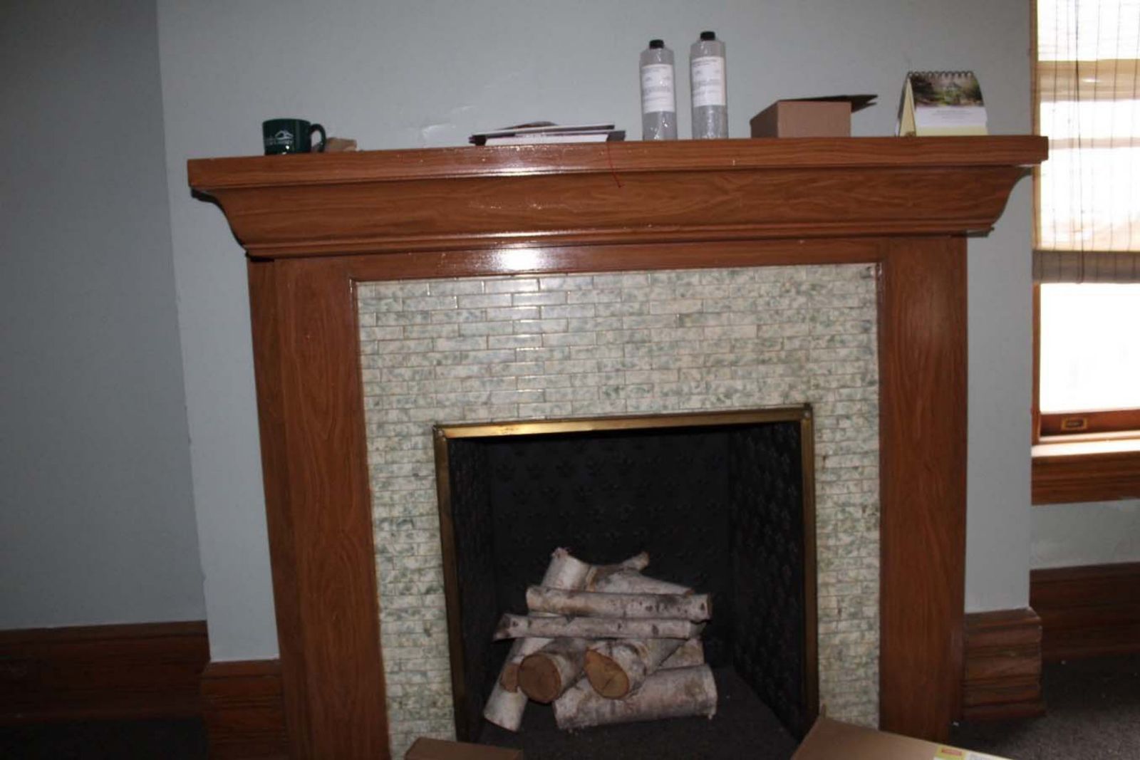 Office fireplace on the first floor.