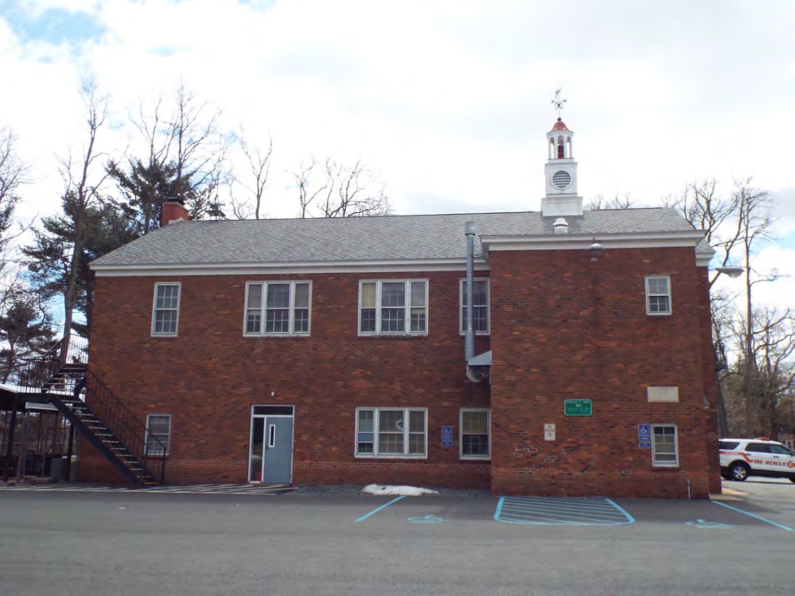The firehouse facing south.