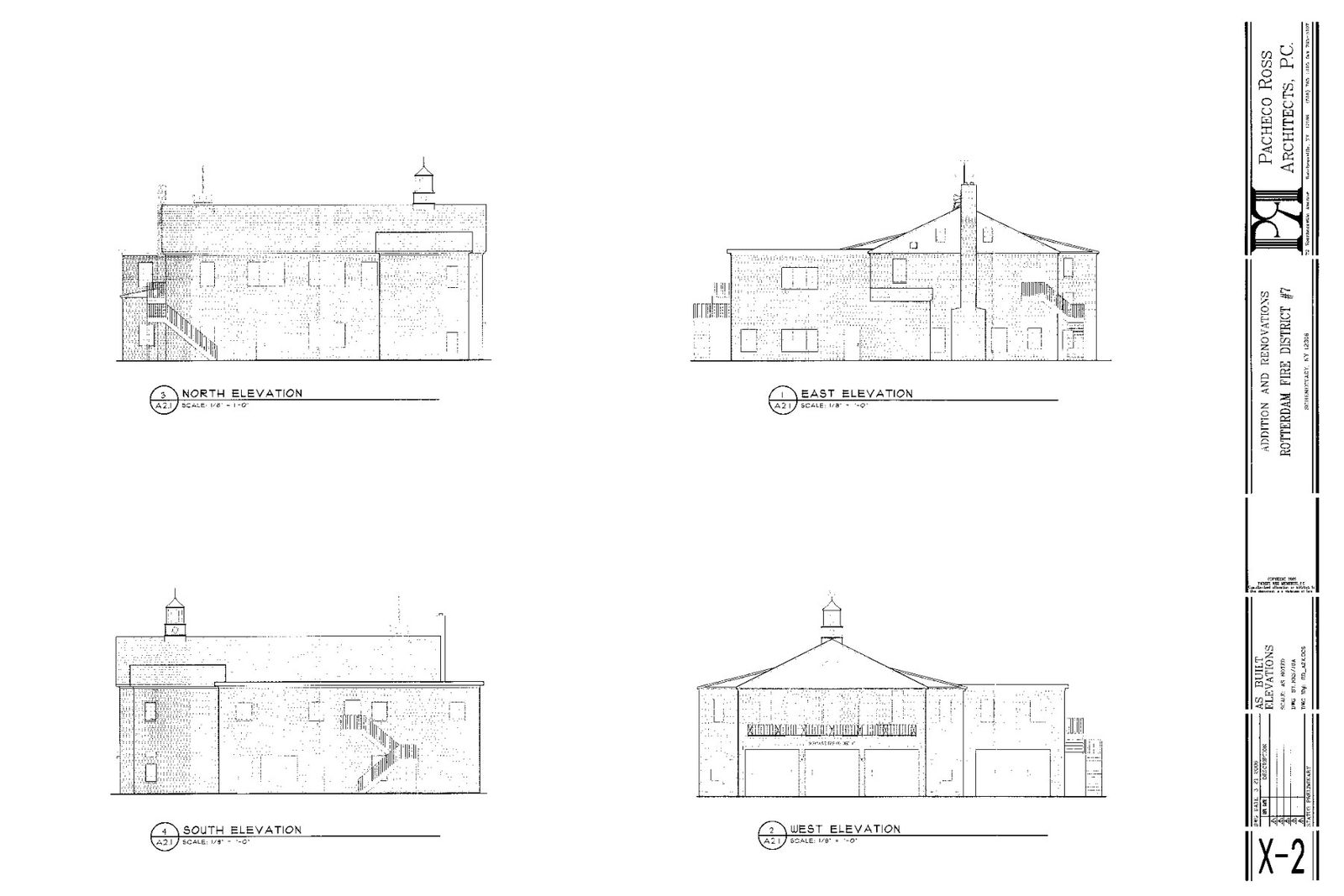 Elevation drawings of the fire station (C.T. Male Associates).