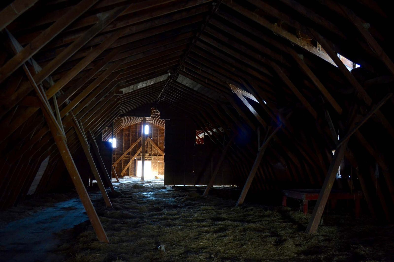 The second-floor hay loft.